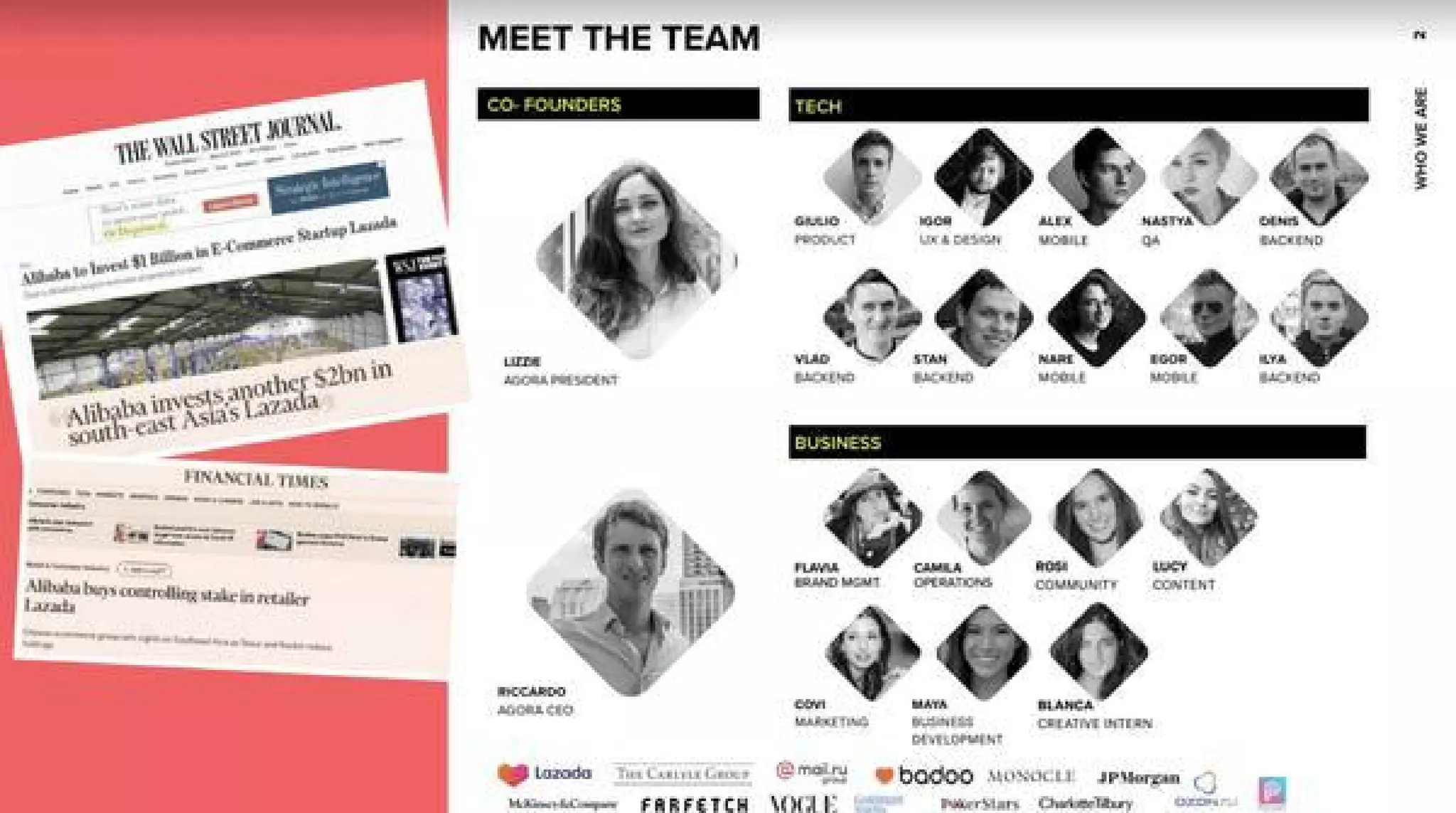 Agora pitch deck - Team & credibility: Press, expertise and composition