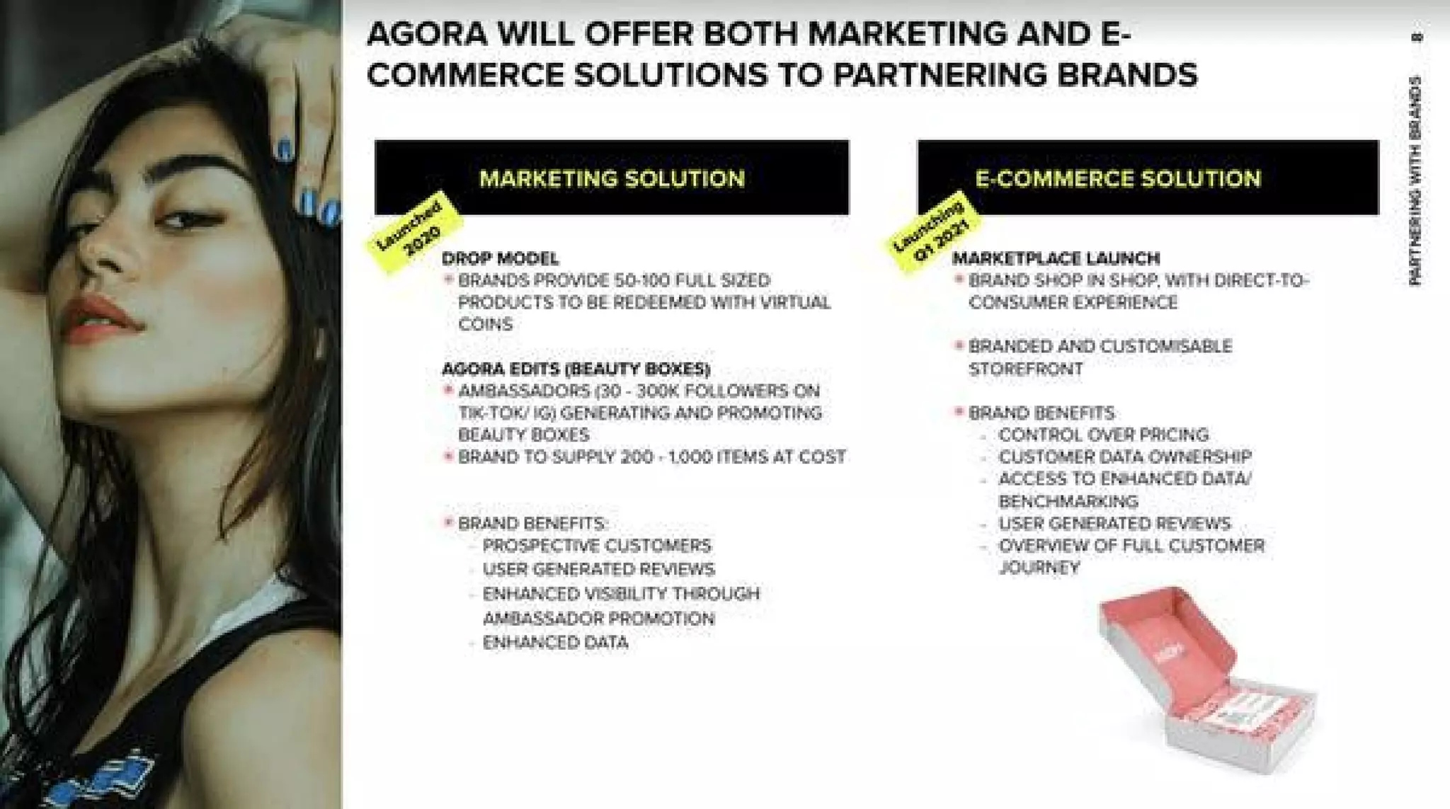 Agora pitch deck - Product & GTM: Two-sided solutions for brands and consumers