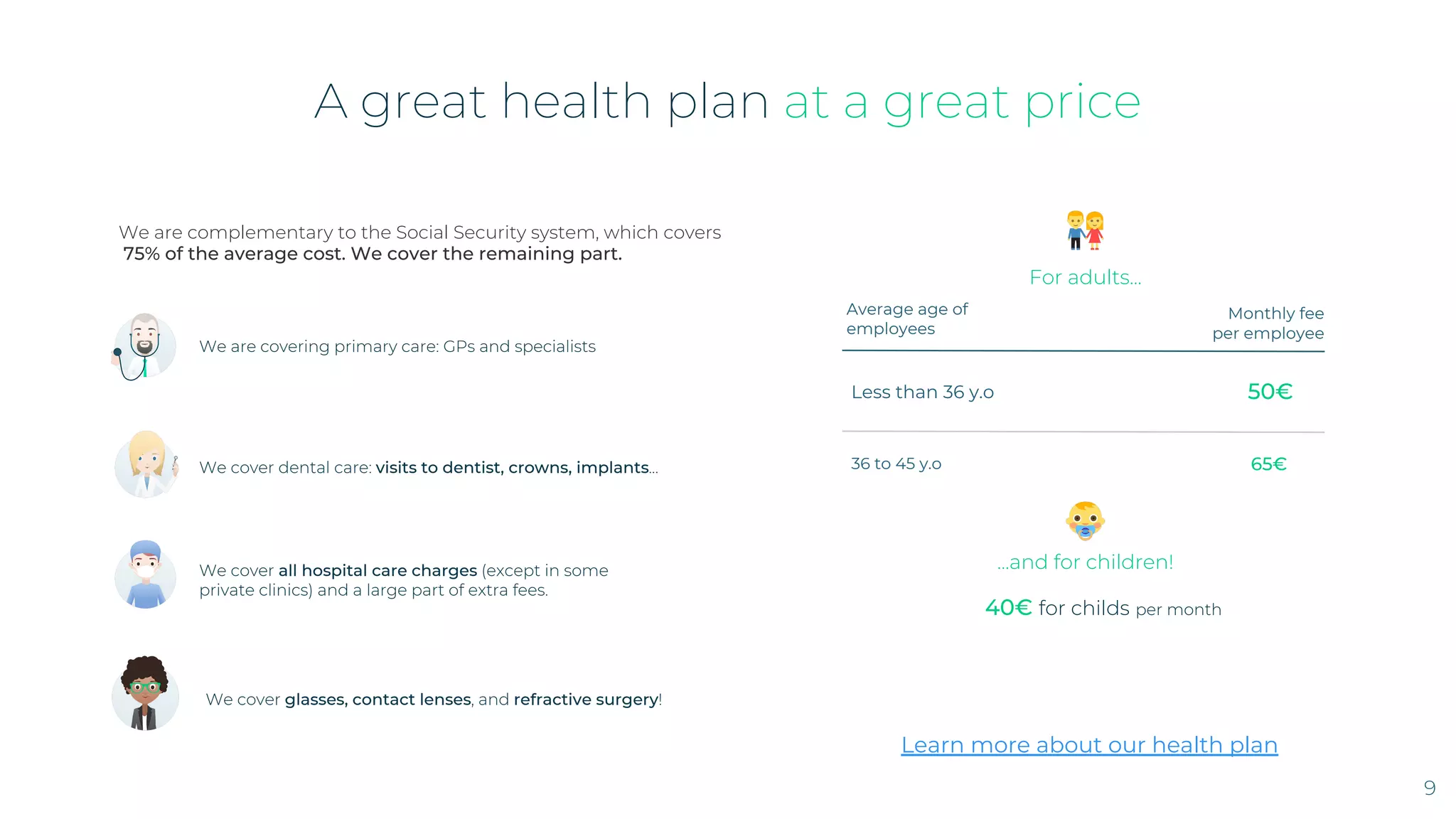 Alan pitch deck - Product Value & Pricing: Simple, comparative pricing and coverage