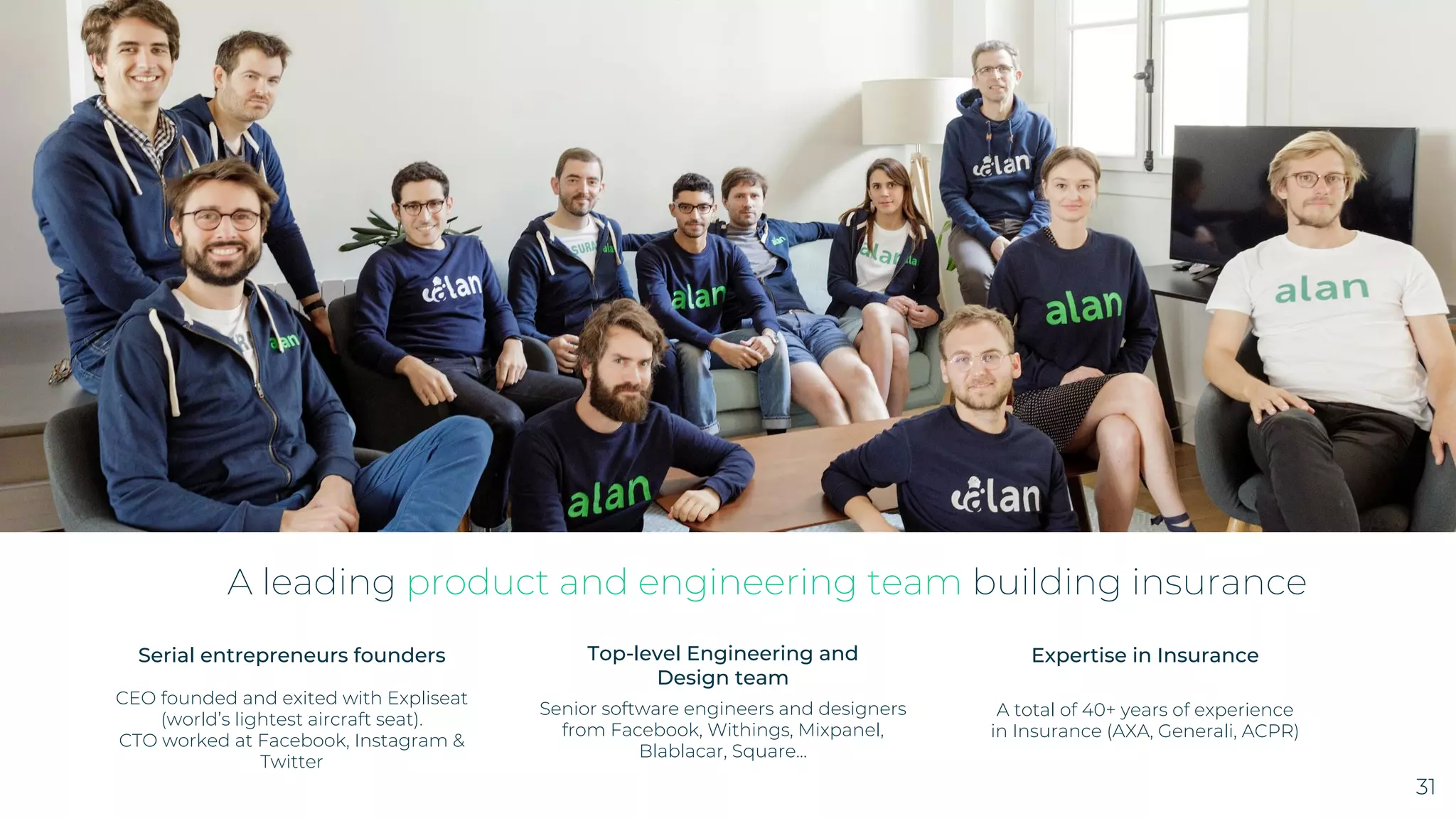 Alan pitch deck - Team & Execution: Product + engineering leadership