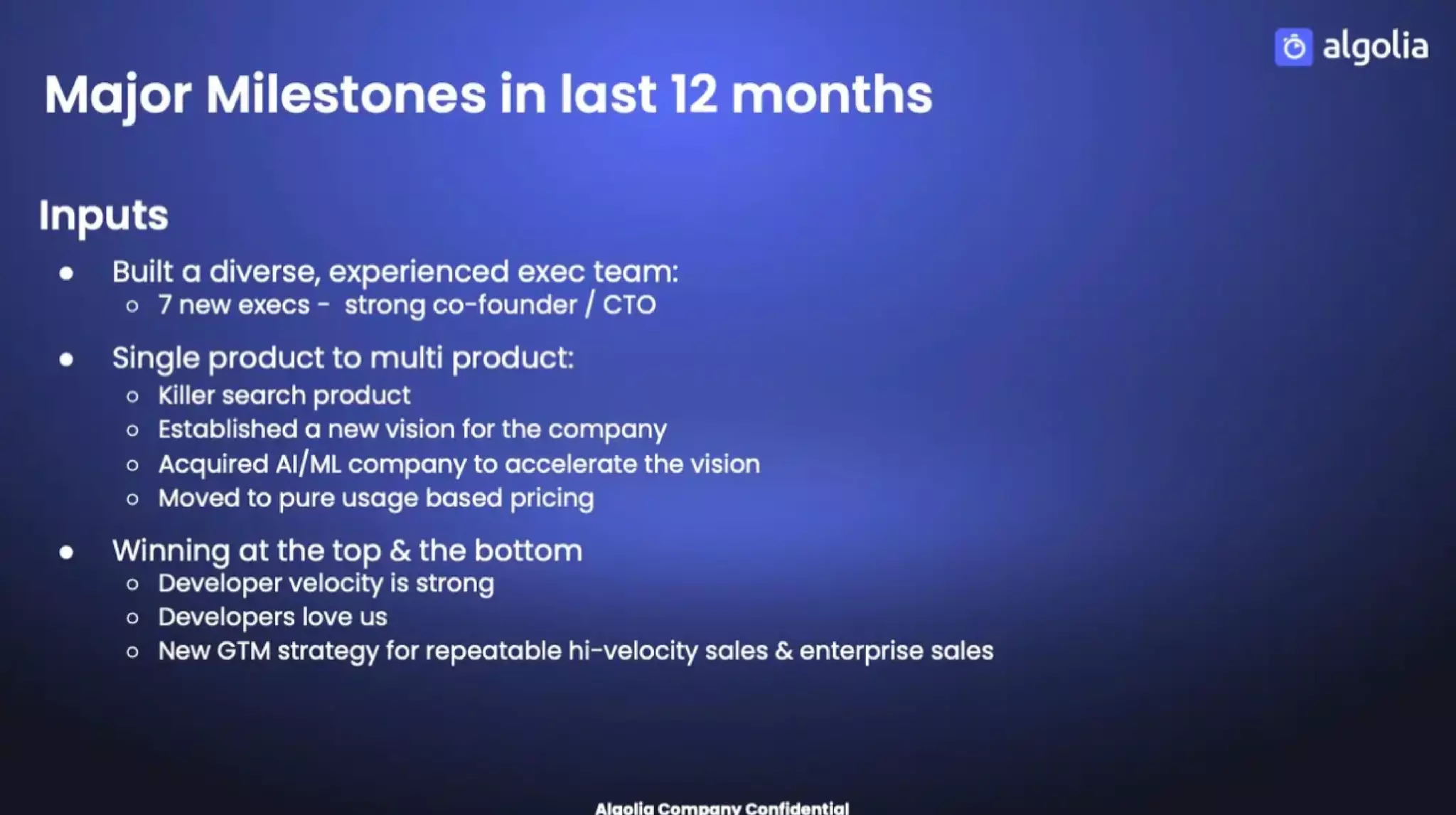 Algolia pitch deck - Team: Experienced Leadership to Scale