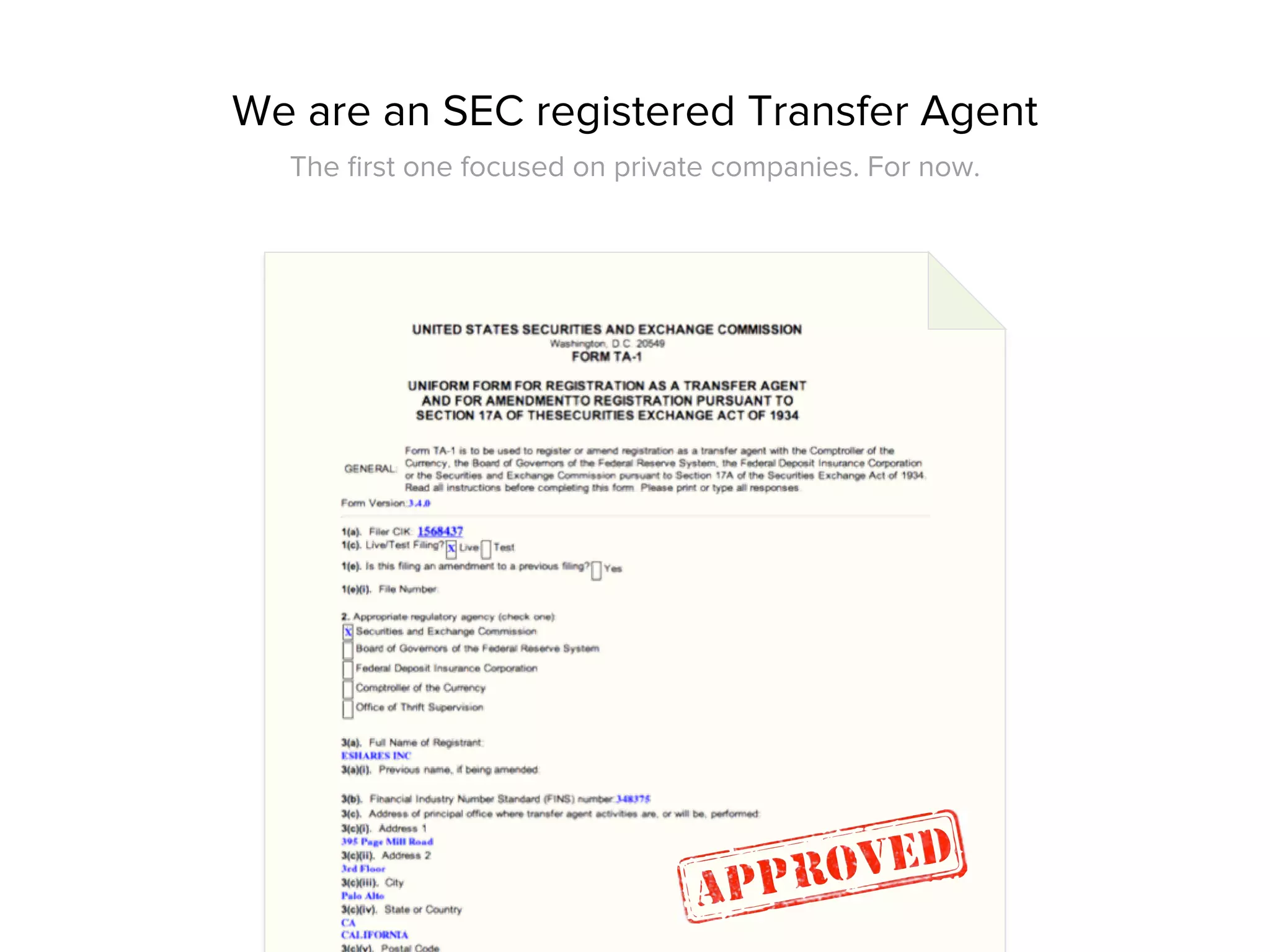 Carta pitch deck - Regulatory credibility as moat — SEC transfer agent registration