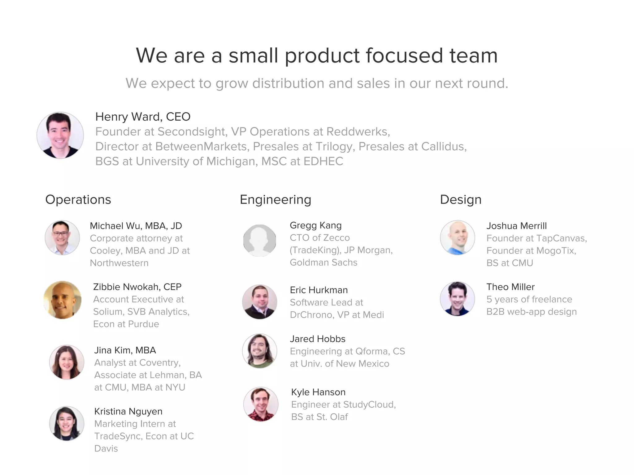 Carta pitch deck - Execution, team, and efficiency: 'lean and mean' summary