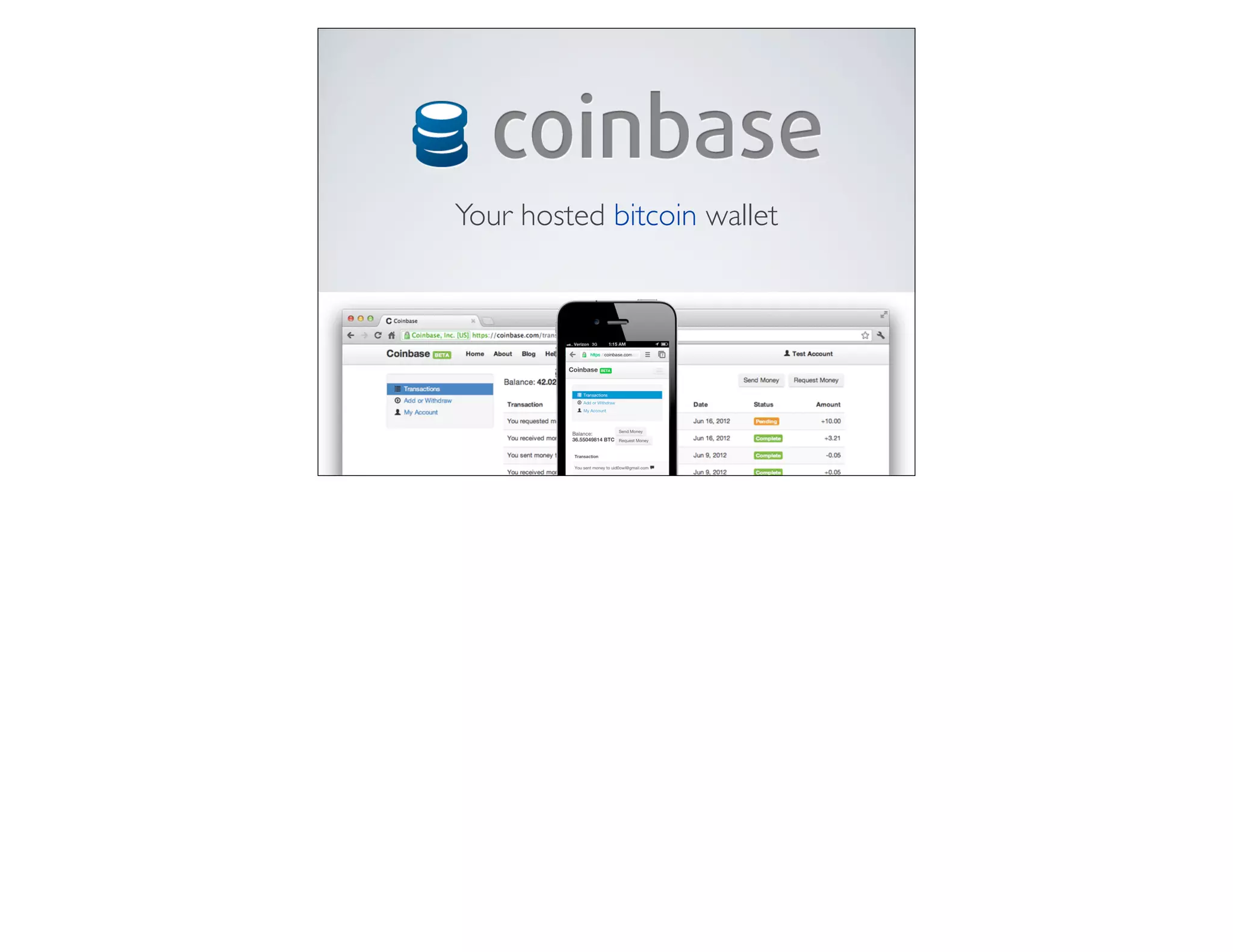 Coinbase pitch deck slide 1