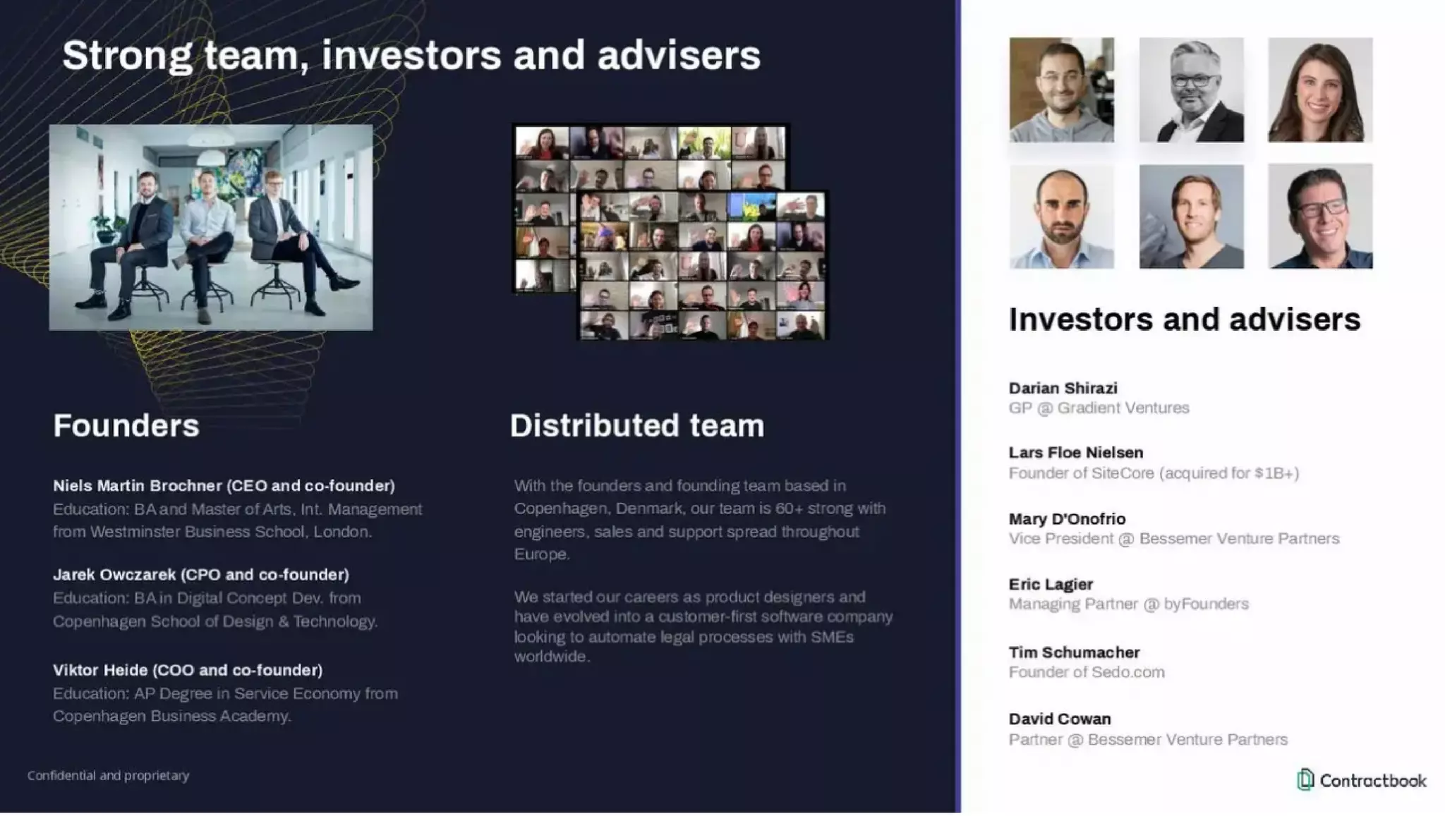 Contractbook pitch deck - Positioning, team and investors: execution credibility