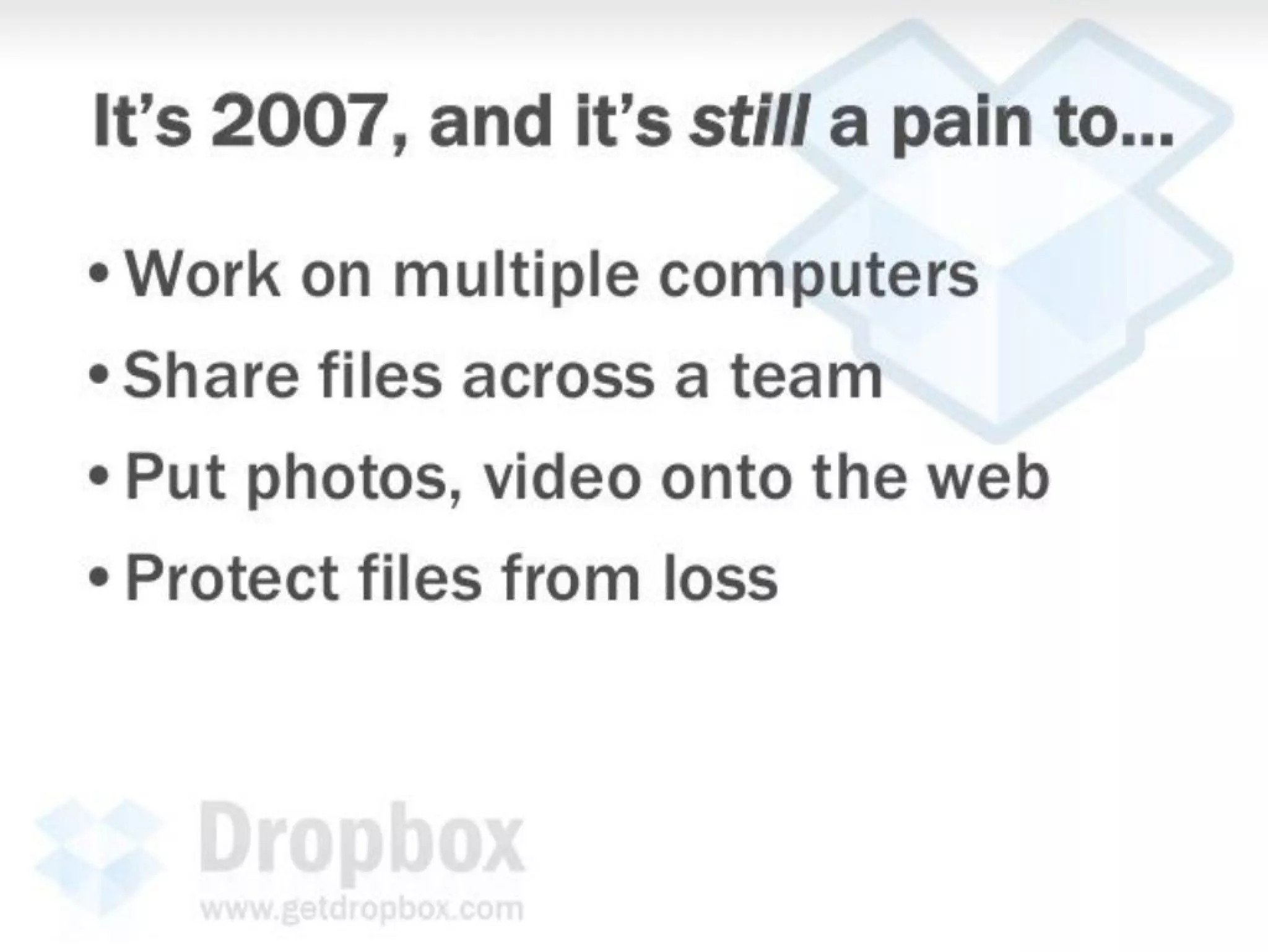 Dropbox pitch deck slide 3
