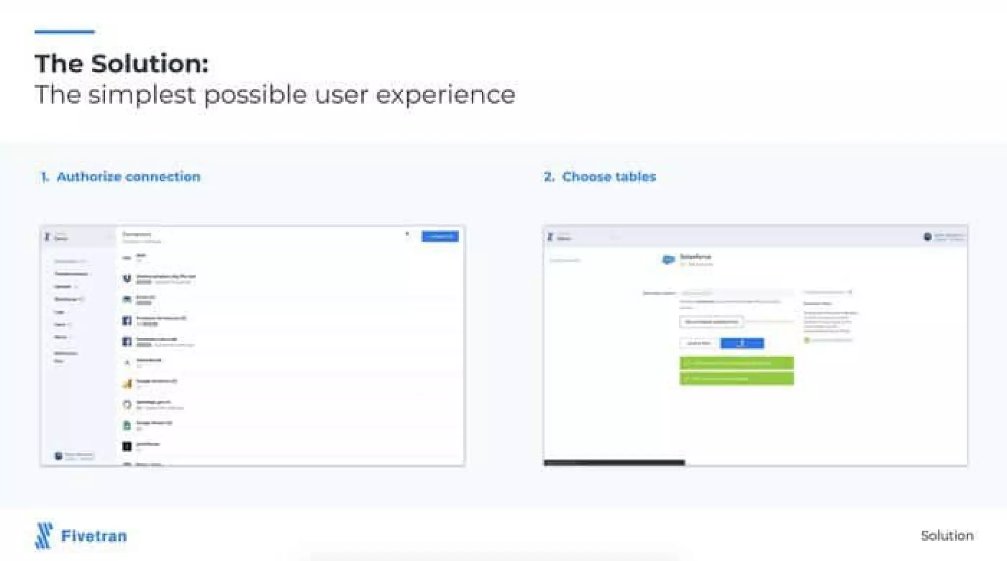 Fivetran pitch deck - User experience and onboarding: Reduce time to value