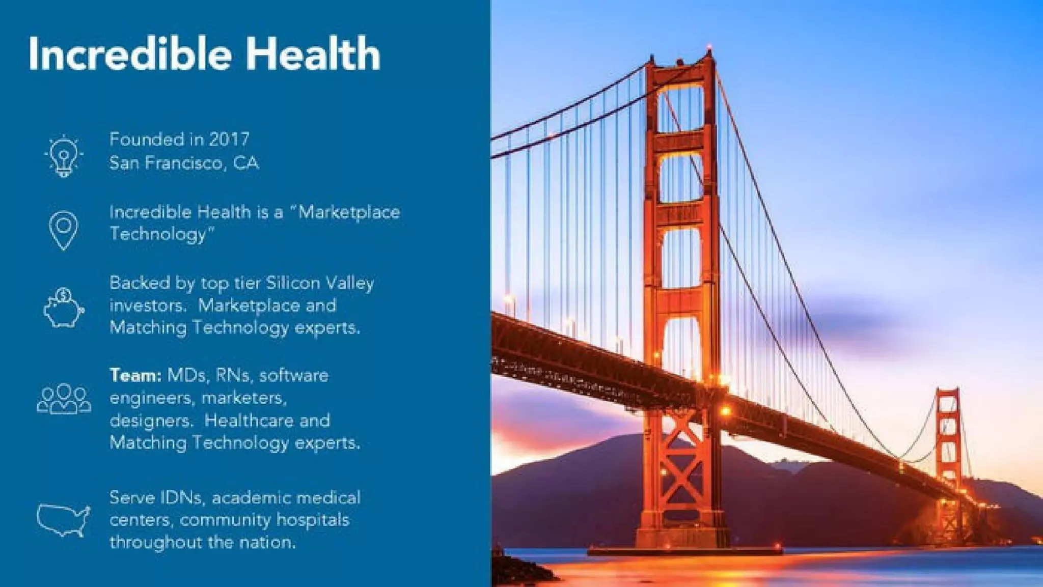 Incredible Health pitch deck - Company background: quick credibility and team composition