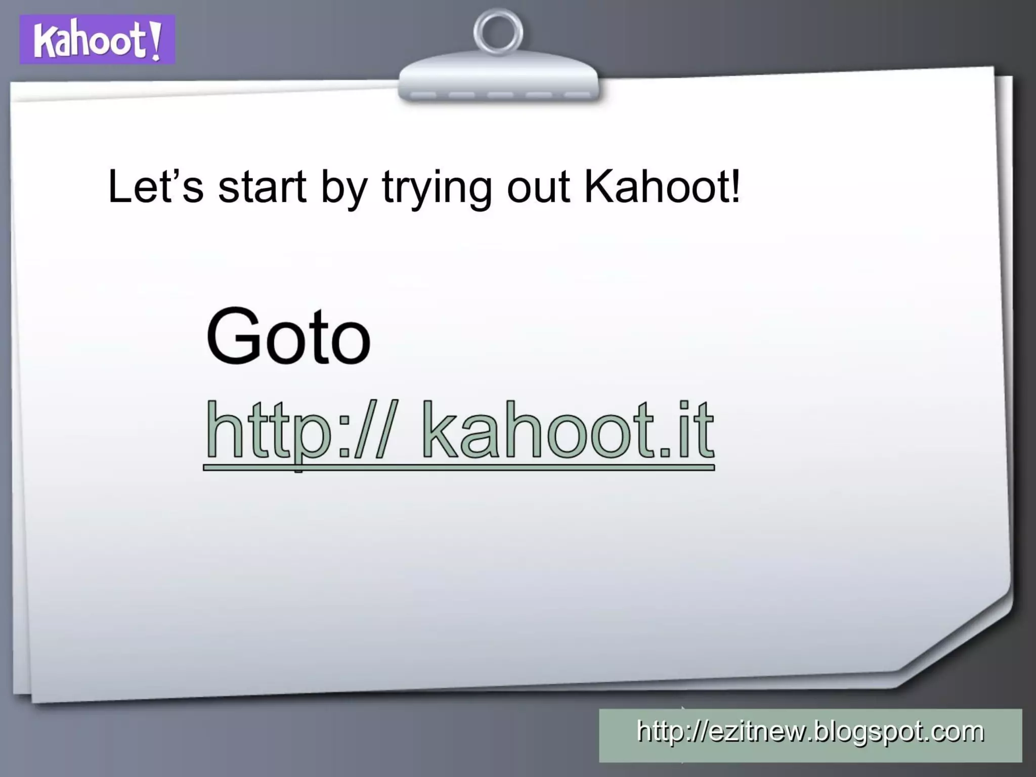 Kahoot pitch deck - Immediate call-to-action: 'Try it now' onboarding