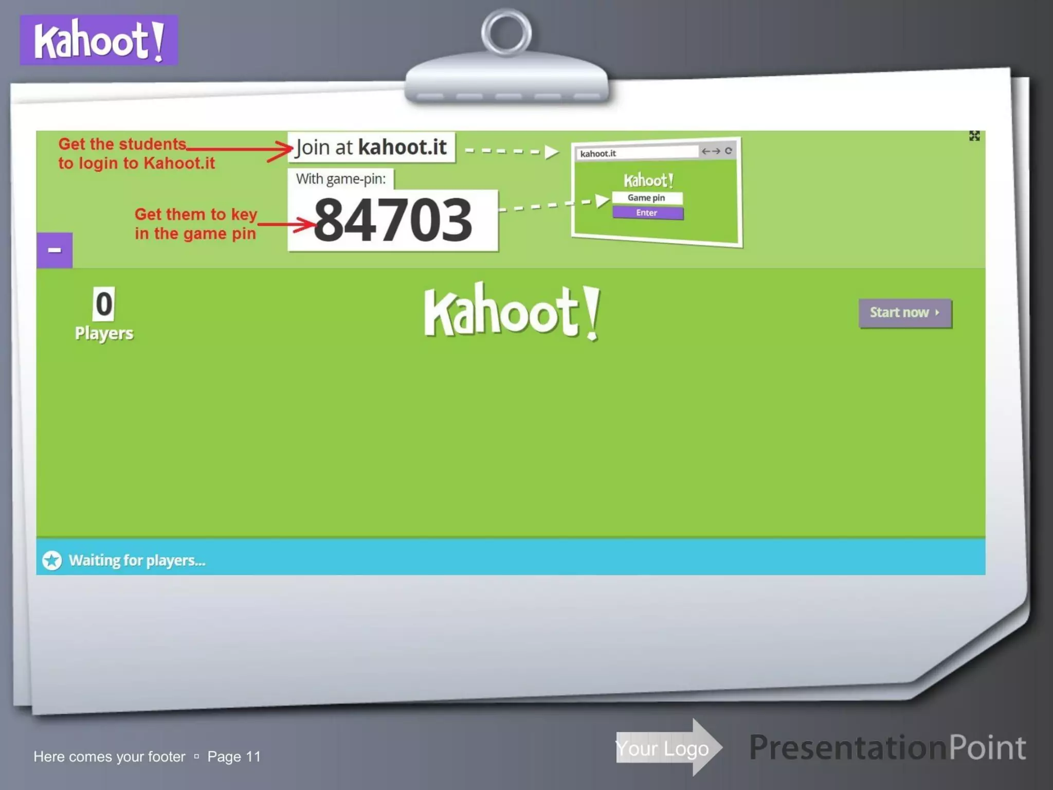 Kahoot pitch deck - Live hosting & multiplayer lobby (viral classroom mechanics)