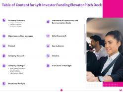 Lyft pitch deck - Navigation: Table of Contents and Clear Structure