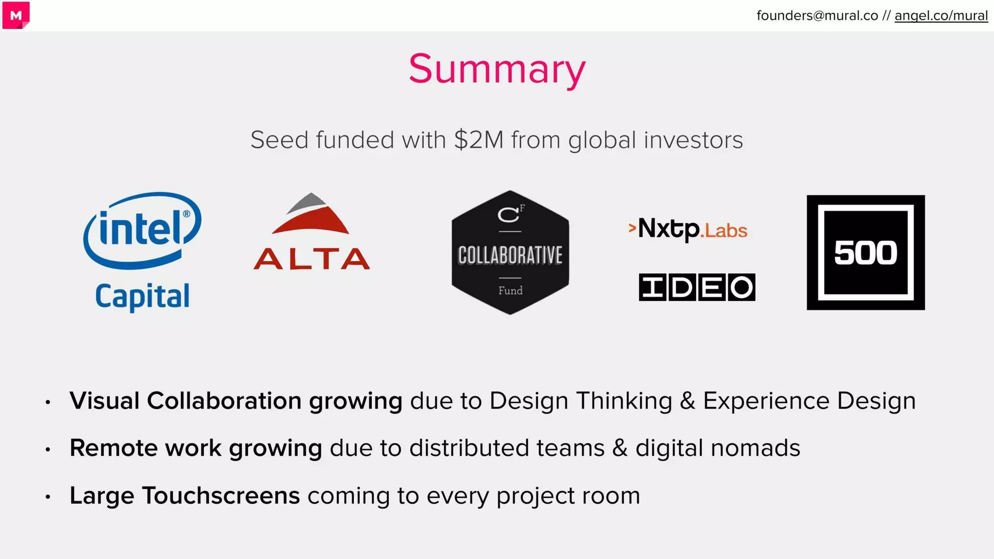 Mural pitch deck - Summary & Investor Signals