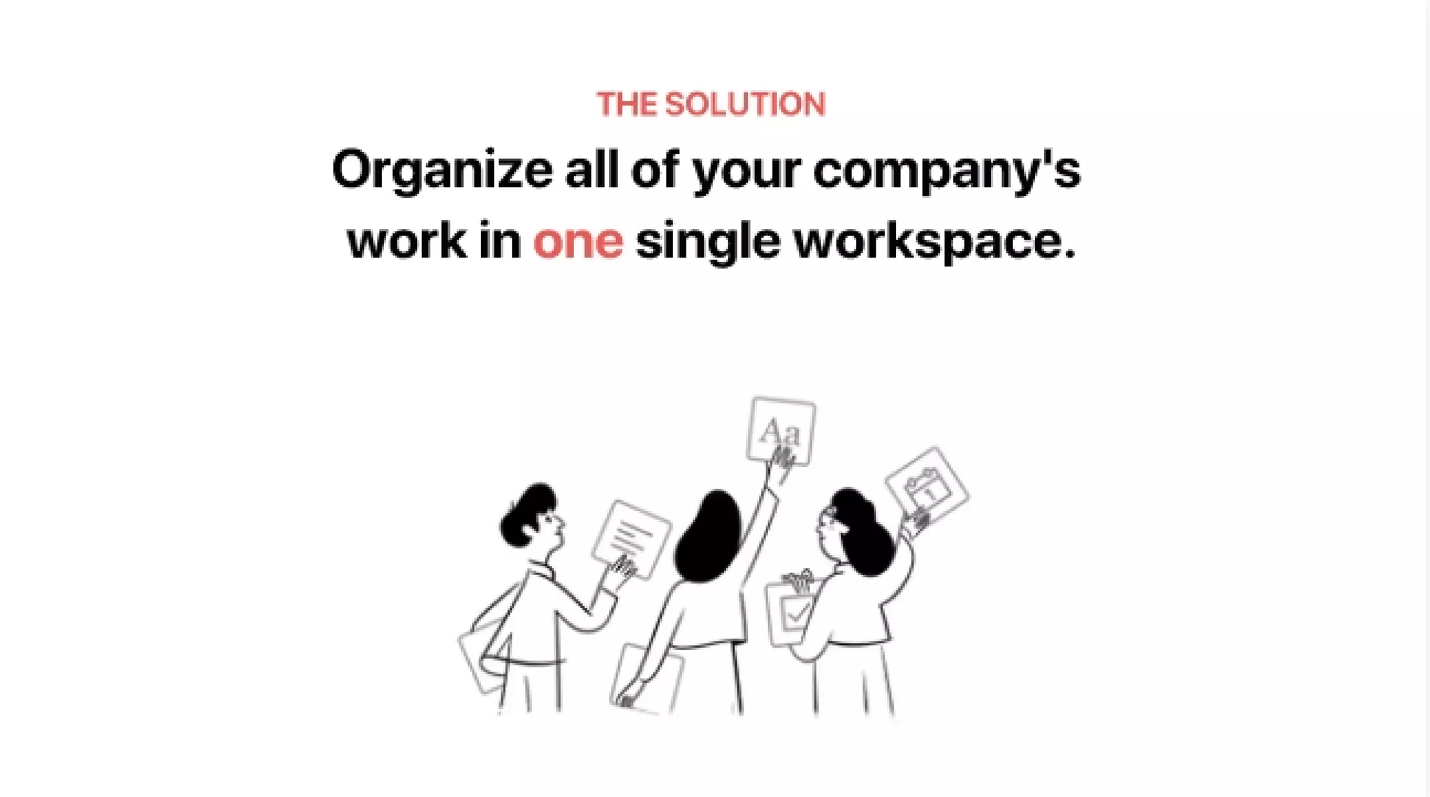 Notion pitch deck - The Solution: One single workspace