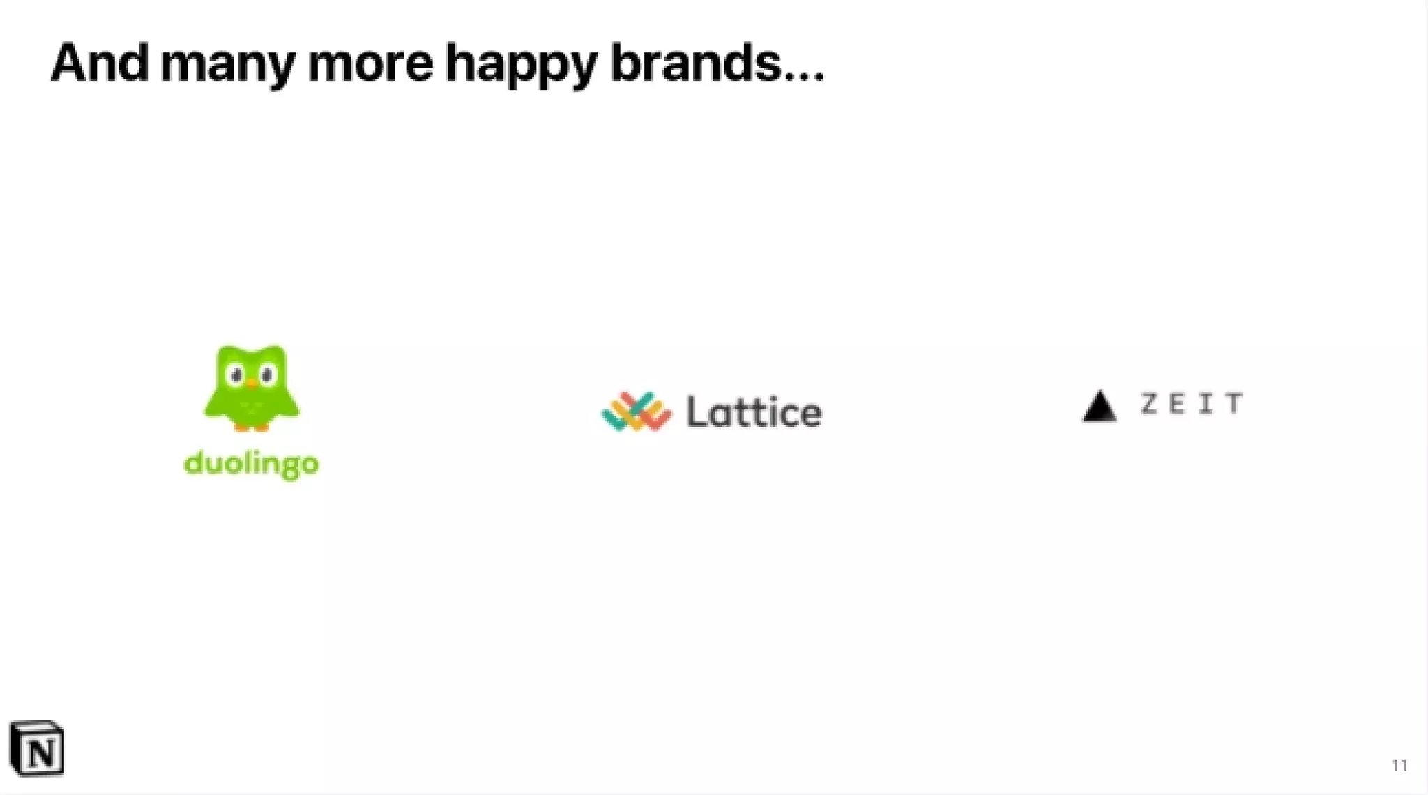 Notion pitch deck - Traction & social proof: Early users and testimonials