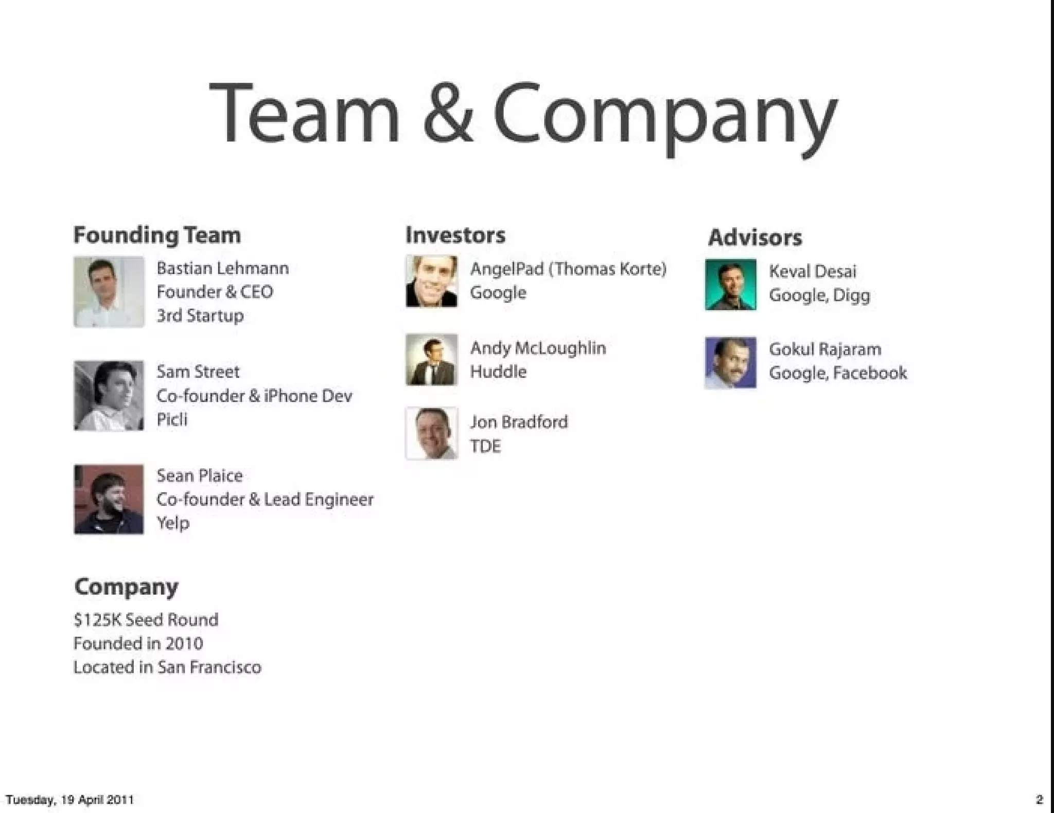 Postmates pitch deck - Team & credibility: short, relevant bios