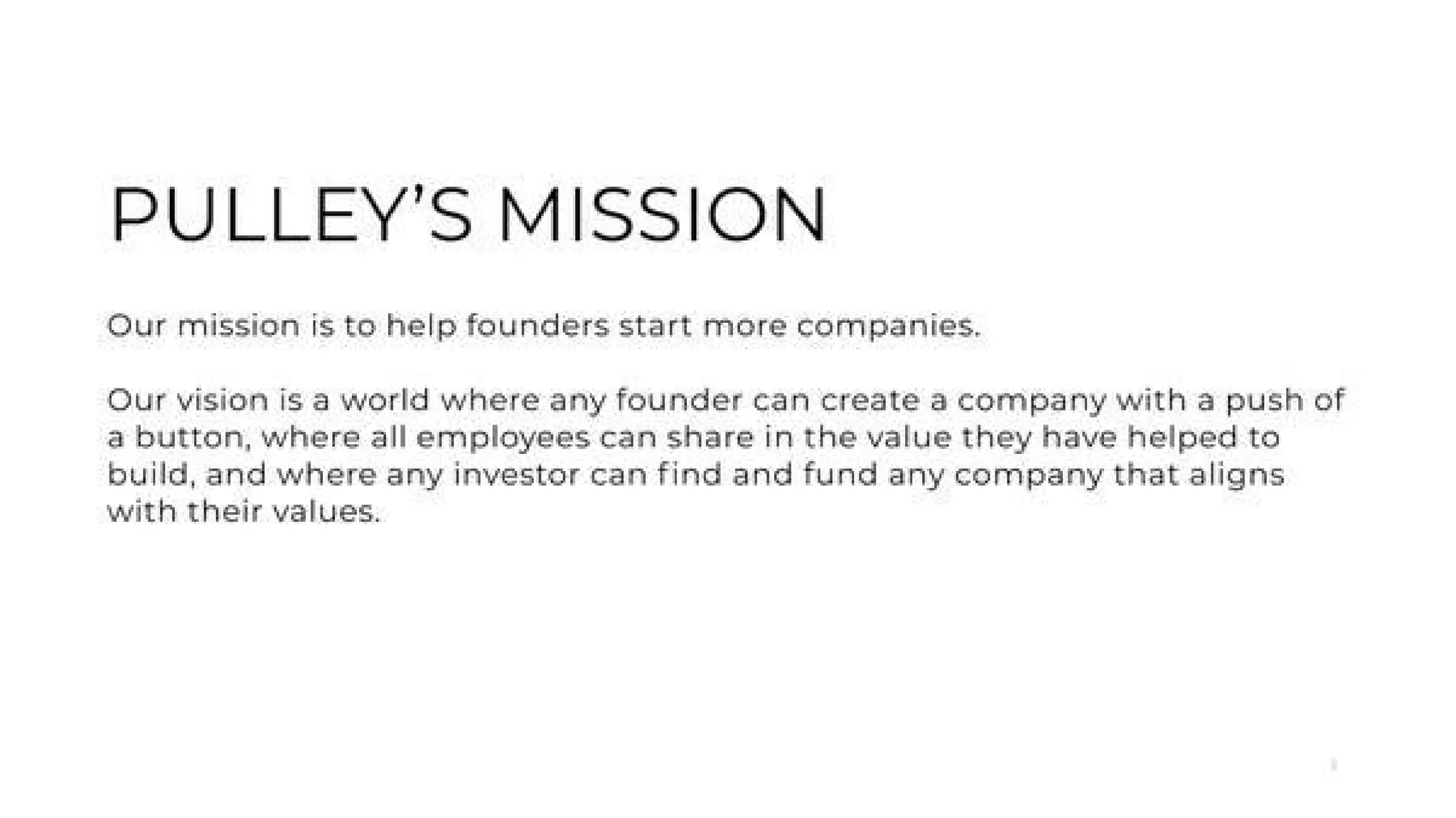 Pulley pitch deck - Mission and value proposition