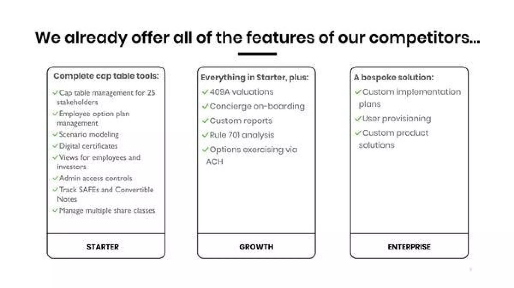 Pulley pitch deck - Product features and clear tiering