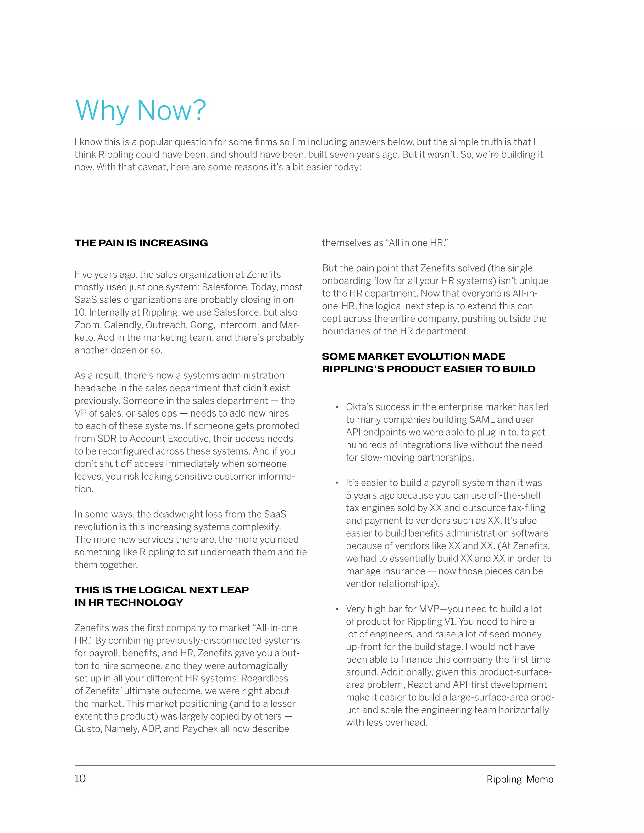 Rippling pitch deck - Why Now & Network Effects: Timing and Moat