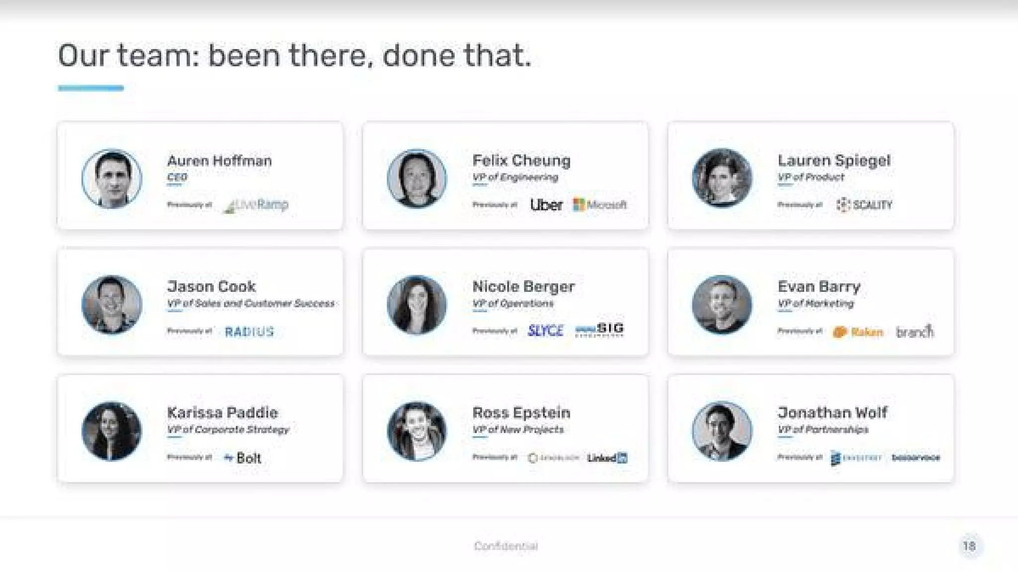 SafeGraph pitch deck - Team & credibility: Experienced operators