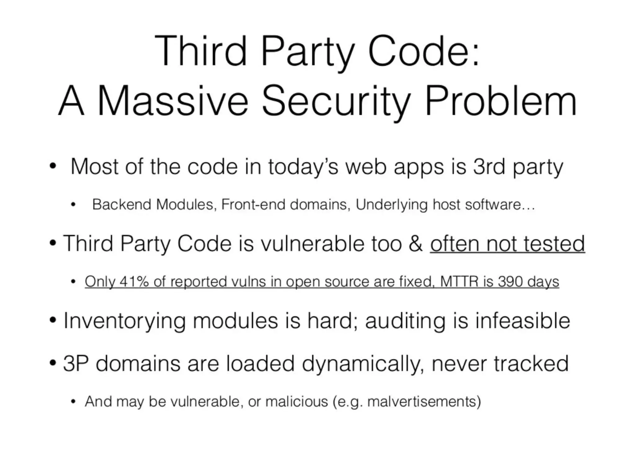 Snyk pitch deck - Core Technical Problem: Third-Party Code Risk