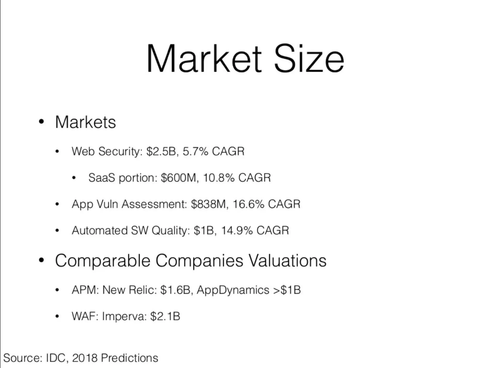 Snyk pitch deck - Market Sizing & Comparables