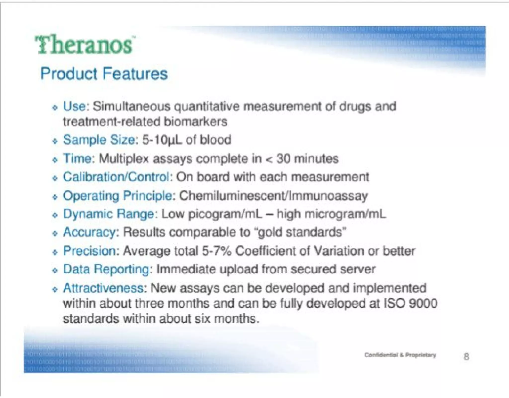 Theranos pitch deck slide 8