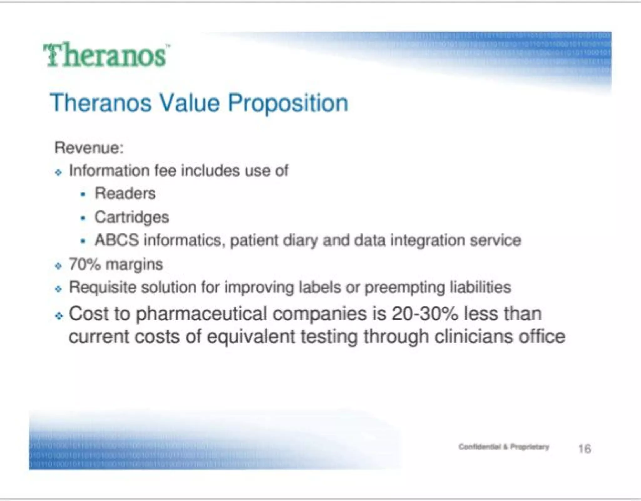 Theranos pitch deck slide 16