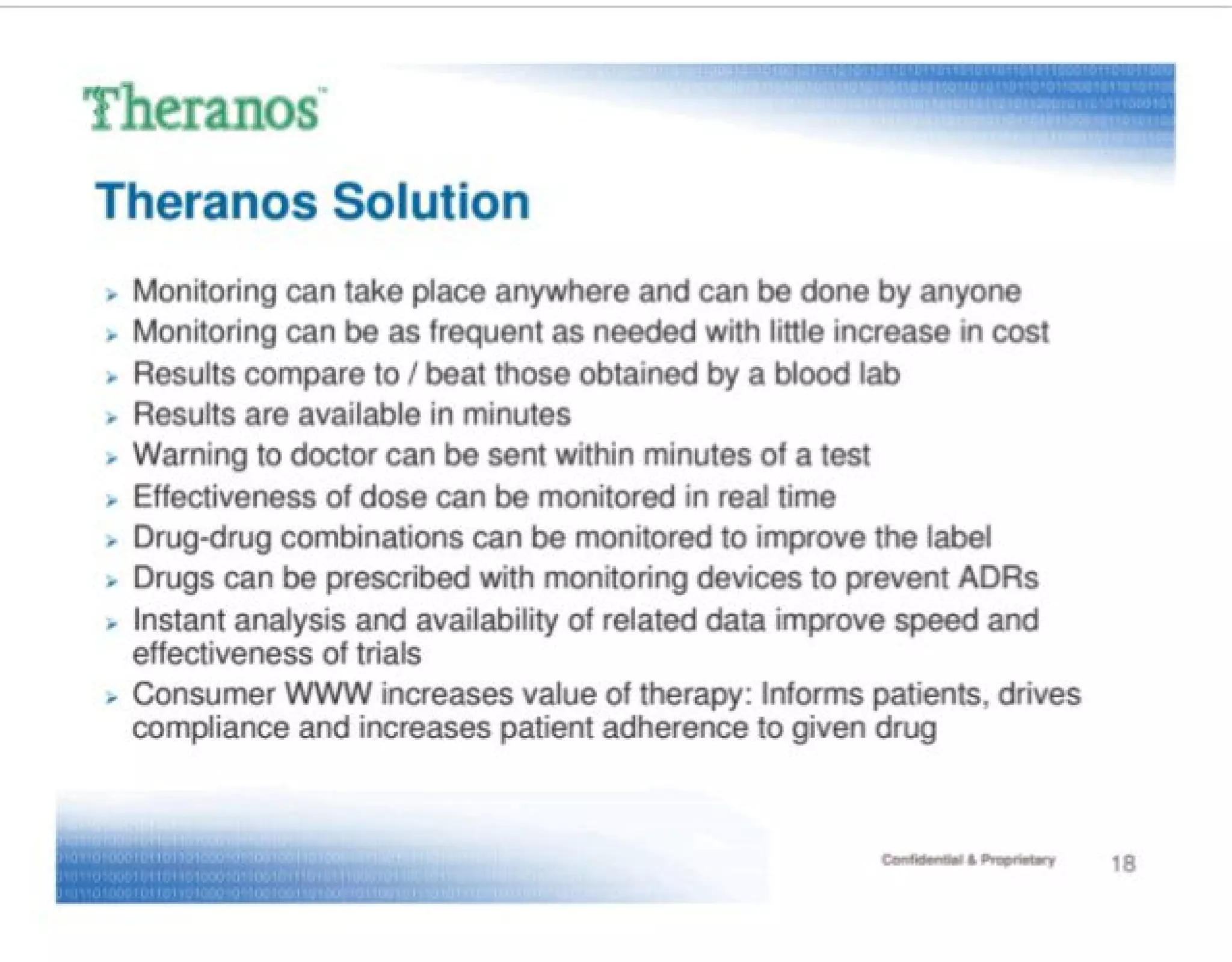 Theranos pitch deck slide 18