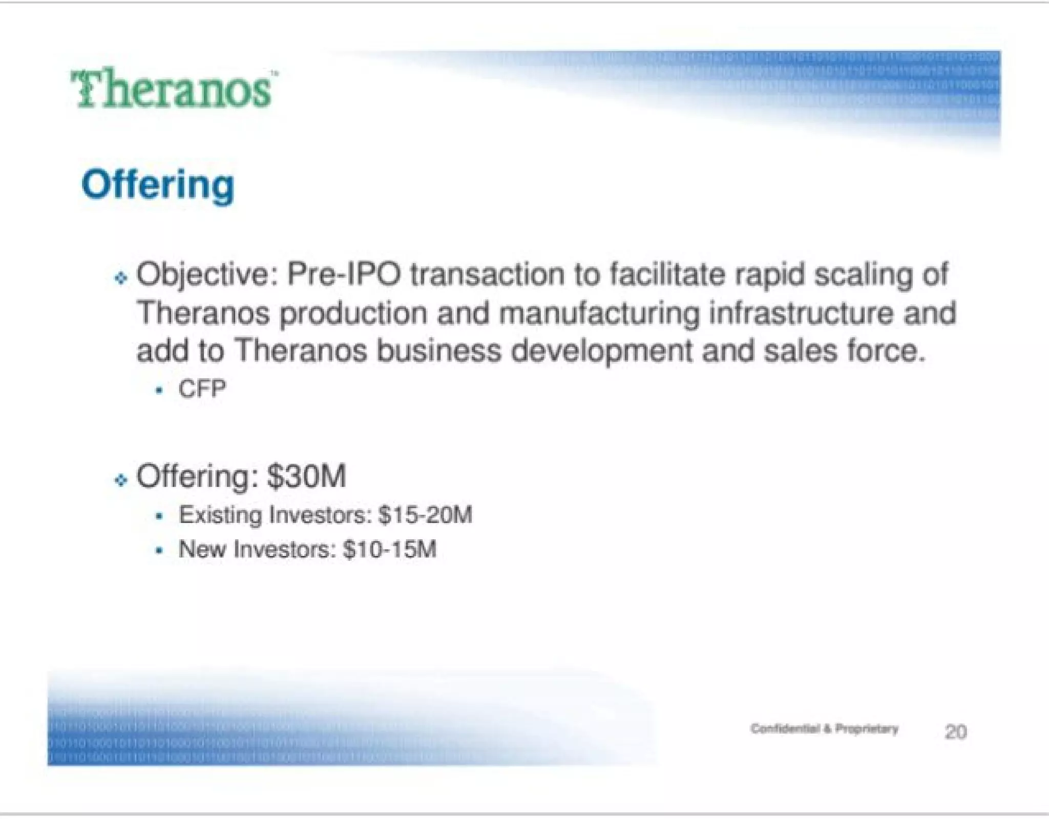 Theranos pitch deck slide 20